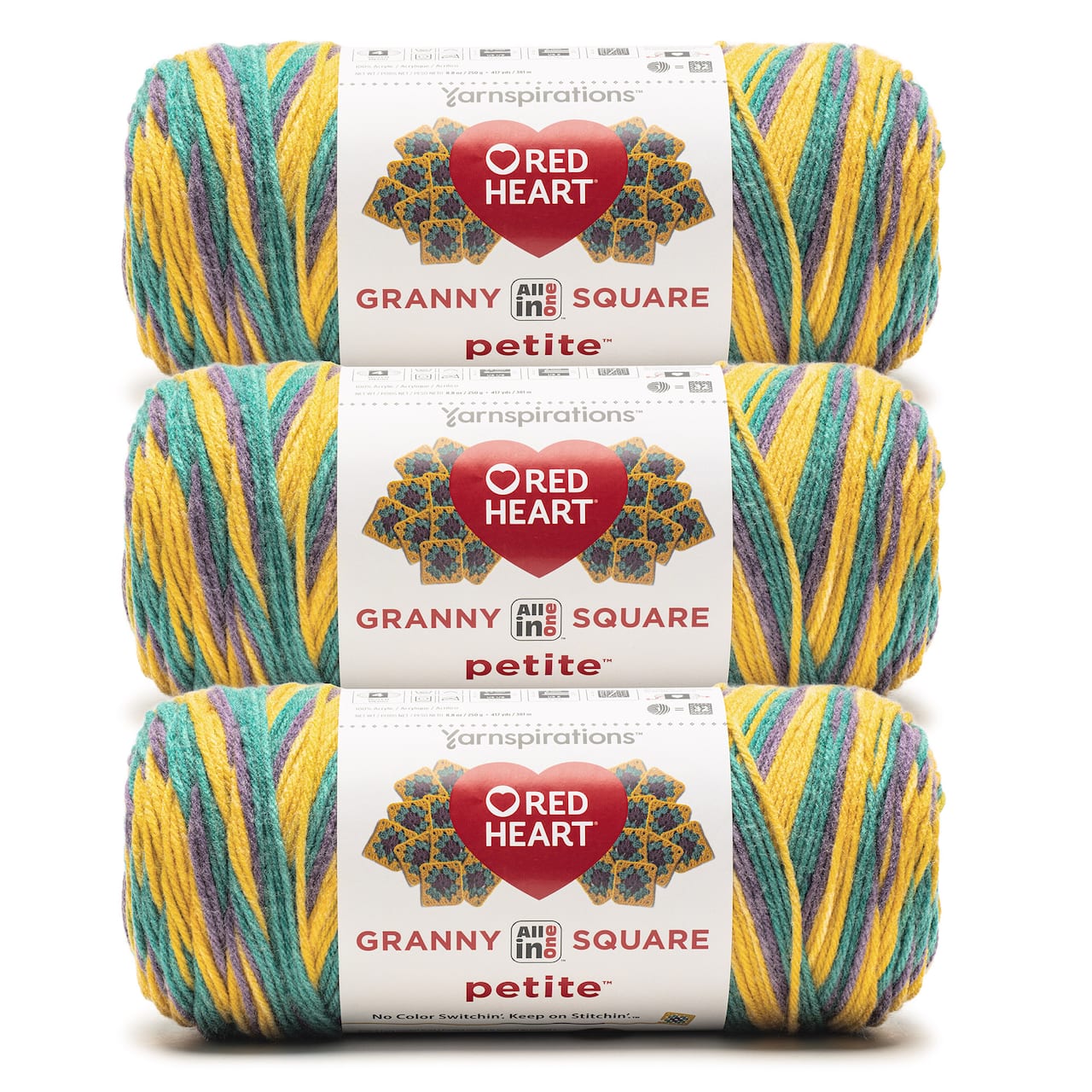 3 Pack Red Heart® All in One™ Granny Square Petite™ Yarn